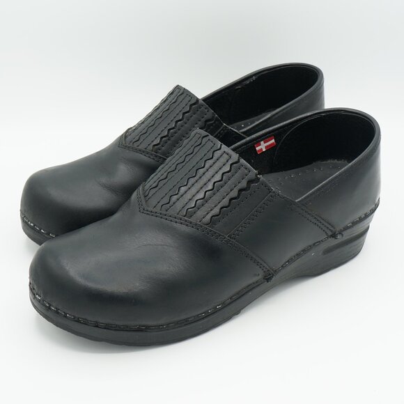 Sanita Black Leather Clogs Womens Size 39 (EU) - Picture 1 of 10